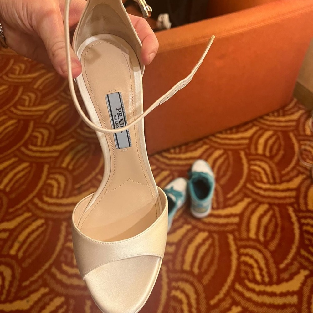 Prada - white satin Bridal Heel